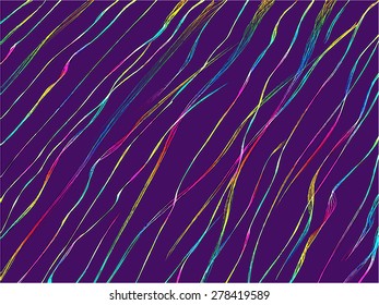 Diagonal rainbow lines on violet background. Vector version