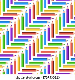 Diagonal rainbow pattern with colored pencils