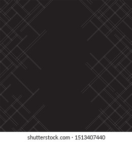 Diagonal random line of pattern vector. Design editable mondrian white on black background. Design print for illustration, cover, textile, wallpaper, background. Set 5