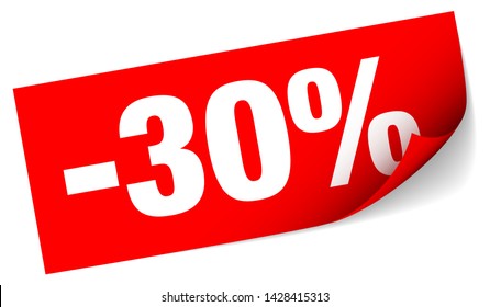 Diagonal Red Sticky Note Sale Minus Thirty Percent