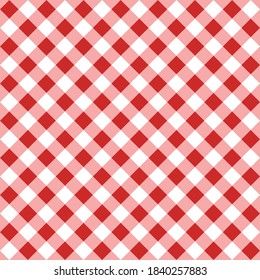 Patrón diagonal rojo tradicional gingham sin costuras. Textos de rhombus o cuadrados para - manteles, ropa, camisas, vestidos, papel, ropa de cama, mantas, edredones y otros productos textiles.