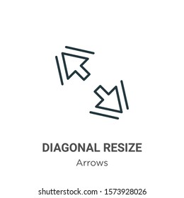 Diagonal resize outline vector icon. Thin line black diagonal resize icon, flat vector simple element illustration from editable arrows concept isolated on white background