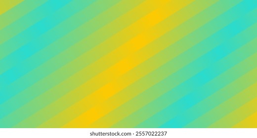 Diagonal ribbed vivid turquoise yellow gradient stripes backdrop. Abstract minimalist neon banner background