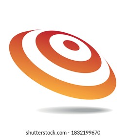 Diagonal round shield with orange and white rings
