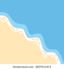 Diagonal Sandy Beach and Ocean Waves Background Vector