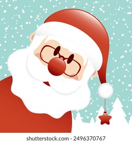 Diagonal Santa Claus With Star Snow Turquoise Dark Red