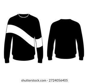 Silhuetas de camisola com padrão de faixa diagonal para roupas de rua modernas e design de vestuário esportivo