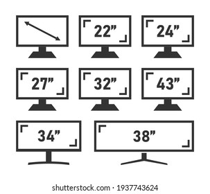 Diagonal screen size in inches, display different diagonal sizes