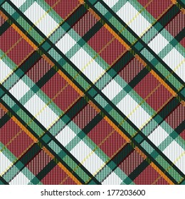 Diagonal seamless checkered colorful vector pattern as a tartan plaid