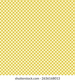 Diagonal seamless gingham design in yellow and white, suitable for cheerful textile themes, kitchen decor, or picnic-style visuals.
