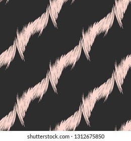 Diagonal Seamless Pattern with Animal Skin , Hair Like Texture . Hand Drawn Print.