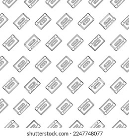 Diagonal Seamless Pattern of Audio Cassettes in Outline Style