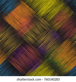 Diagonal seamless pattern with colorful grunge striped intersect rectangular elements