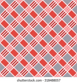 Diagonal seamless vector pattern as a tartan plaid mainly in pink an gray trendy hues