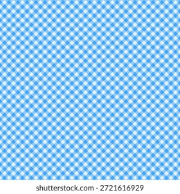 Diagonal céu azul Gingham padrão sem emenda. Bias Pastel Plaid Texture.