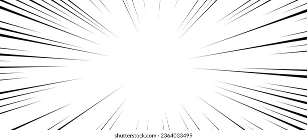 Diagonal speed lines background. Comic book explosion wallpaper. Abstract black and white radial line frame design. Manga or anime cartoon sun burst. Pop art light beams rays effect. Vector backdrop