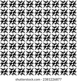 Diagonal spiky decorative vector wind rose like element pattern illustration black and white isolated on square background. Black and white monchrome backdrop cover.