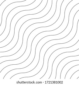 Diagonal spline of pattern vector. Design waves black on white background. Design print for illustration, textile, texture, wallpaper, background.