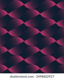 Círculos divididos diagonales Patrón sin fisuras Vector de tendencia Fondo Abstractas púrpura brillante. Ilustración de arte de medio tono para impresión textil de moda repetitiva. Abstracción gráfica sin fin para el Fondo de pantalla