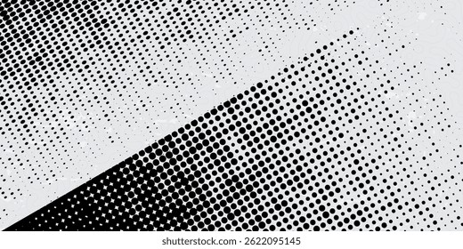 Textura de gradação de meio-tom de ponto diagonal. Esmaecer plano de fundo de gradiente de faixa oblíqua. Fundo de padrão inclinado preto. Ilustração vetorial