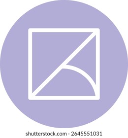 Icono cuadrado diagonal con diseño de división mínima