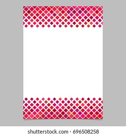 Diagonal square pattern page border template - vector graphic design from squares in red tones with white background for flyers