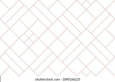Diagonal of square pattern vector. Design random tile light red on white background. Design print for illustration, texture, material, wallpaper, background. Set 25