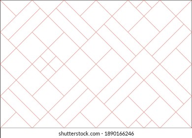 Diagonal of square pattern vector. Design random tile light red on white background. Design print for illustration, texture, material, wallpaper, background. Set 19
