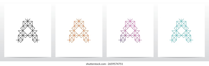 Diagonal Square Triangle Lines Letter Initial Logo Design A