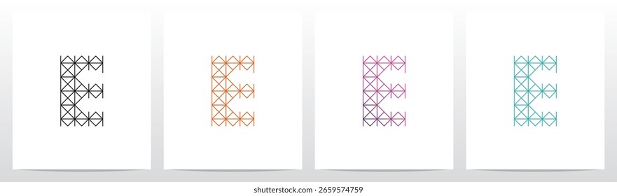 Diagonal Square Triangle Lines Letter Initial Logo Design E