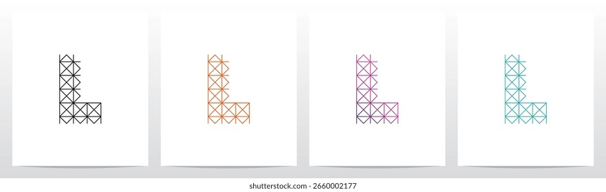 Líneas de triángulo cuadrado diagonal Letra Diseño de logotipo inicial L