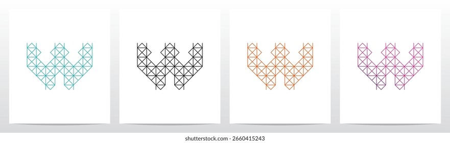Diagonal Square Triangle Lines Letter Initial Logo Design W