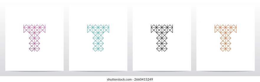 Diagonale quadratische Dreieck Linien Buchstabe anfängliches Logo Design T