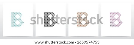 Diagonal Square Triangle Lines Letter Initial Logo Design B
