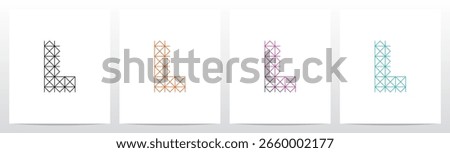 Diagonal Square Triangle Lines Letter Initial Logo Design L