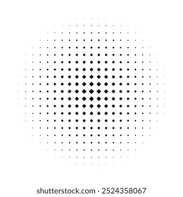 Ícone de gradiente do padrão de meio-tom dos quadrados diagonais. Um arranjo de formas pretas. Isolado em um fundo branco.