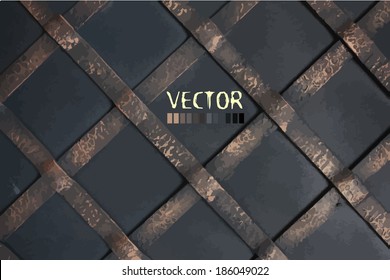 diagonal steel grille . background wrought iron. Vector