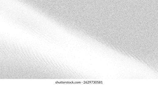 Gradiente de pontilhado diagonal de partículas densas e dissolução suave. Textura de areia monocromática em padrão de ruído abstrato. Ilustração vetorial
