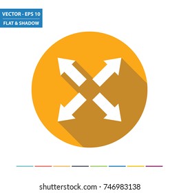 Diagonal straight arrows flat icon with long shadow. Vector Illustration.