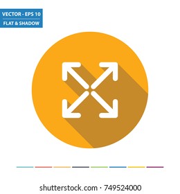 Diagonal straight arrows flat icon with long shadow. Vector Illustration.