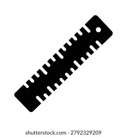Diagonal straight ruler with precise measurement markings icon, straightedge