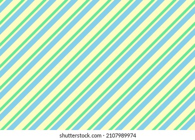 Diagonal stripe abstract background vector. Striped seamless pattern with blue, green and yellow pastel colors for gift wrapping paper, textile, fabric design. Holiday wrap design.