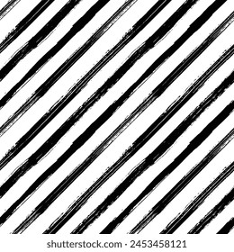 Patrón de banda diagonal. Fondo pintado sin costuras. Dibujado a mano pinceladas impresión gráfica. Vector blanco y negro. Diseño grunge. Para el Fondo de pantalla, la tela del mueble, la tela de la moda.