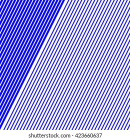 Diagonal striped blue pattern. Abstract repeated straight fat and thin lines texture background. Vector illustration