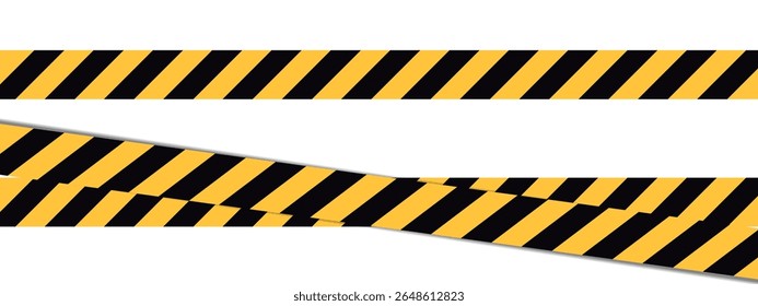 Ilustração vetorial de fita de cuidado diagonal listrada para barreiras de construção, bordas da cena do crime ou avisos de segurança com linhas paralelas em negrito para design gráfico