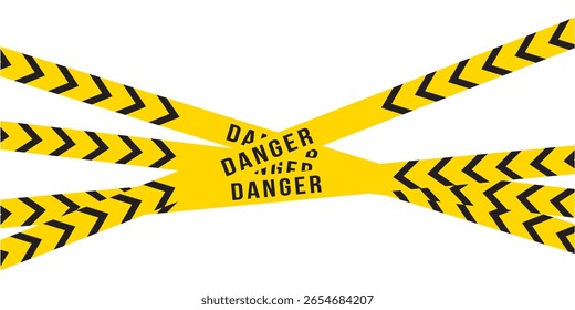 Diagonal striped caution tape vector illustration for construction barriers, crime scene borders, or safety warnings featuring bold, parallel lines for graphic design in eps 10.