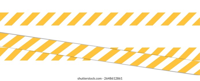 Fita de advertência diagonal listrada Em vetor amarelo e branco Fundo, ideal para construção, perigo, cena do crime ou temas de aviso em projetos de design gráfico