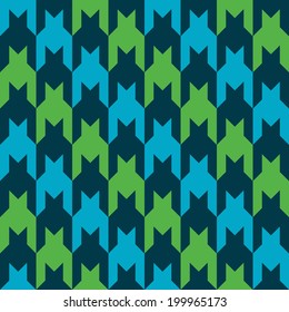 Diagonal striped houndstooth pattern in blue, dark blue and green.