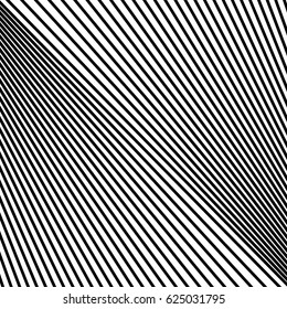 Diagonal striped illustration. Repeated black lines on white background. Surface pattern design with linear ornament. Disco lights motif. Stripes wallpaper. Digital paper for web designing. Vector art