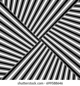 Diagonal striped illustration. Repeated black and white slanted lines on grey background. Pattern with linear ornament. Colorless disco lights motif. Stripes wallpaper. Angle rays. Pinstripes vector